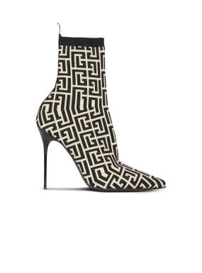 Bottines Skye en maille stretch bicolores à monogramme Balmain