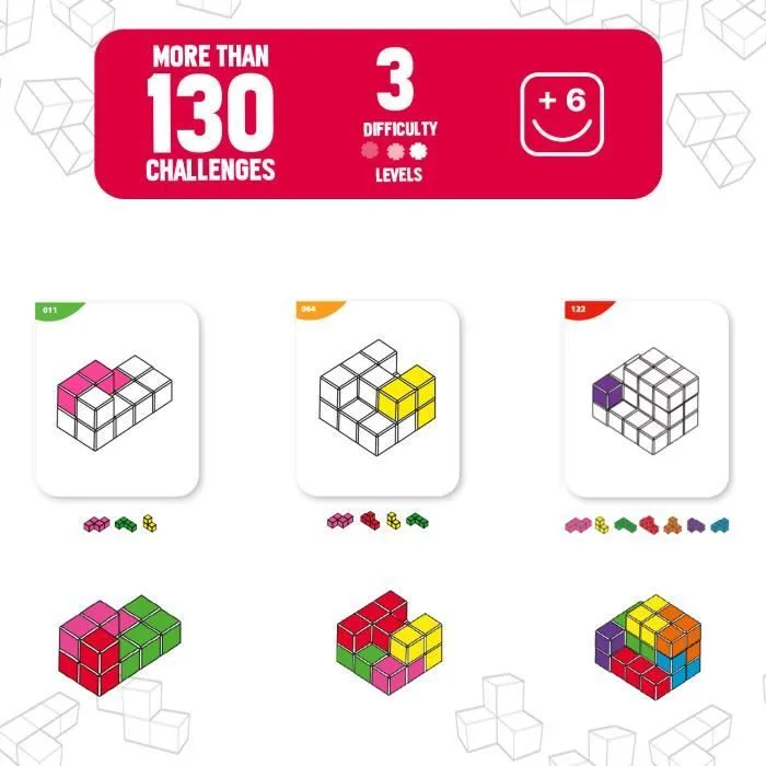 Casse-tête pour enfants - Cubimag - Ludilo - Age 6+ - 138 défis - 7 pièces - Joueur unique - Jeu magnétique