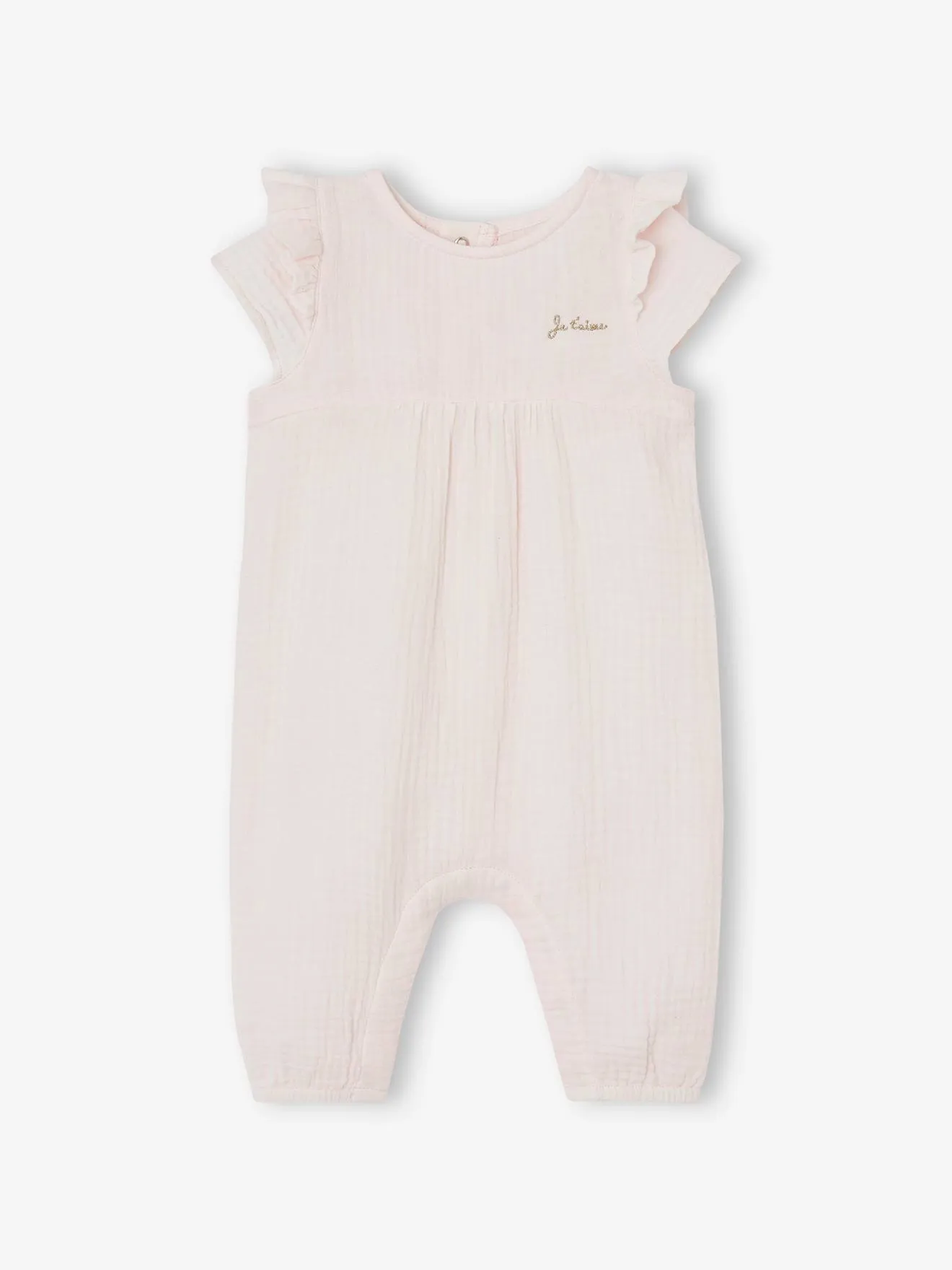 Combinaison bébé en gaze de coton vert sauge - Vertbaudet