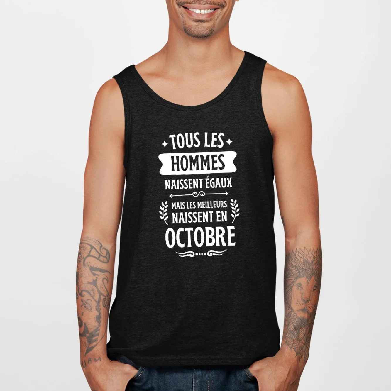 Débardeur Homme Tous les hommes naissent égaux les meilleurs en octobre