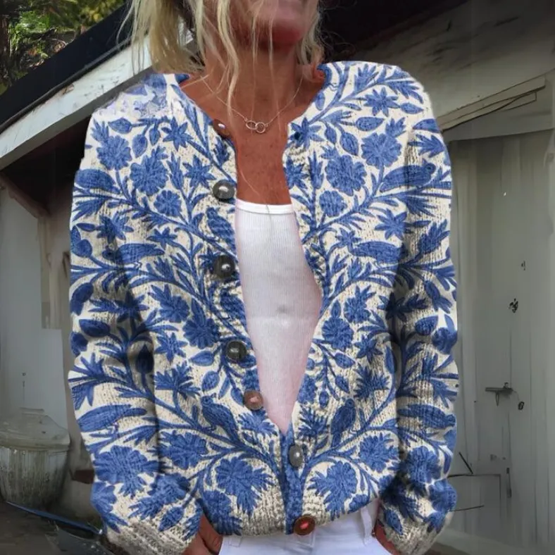 lodie | Cardigan en maille à manches longues et motif floral