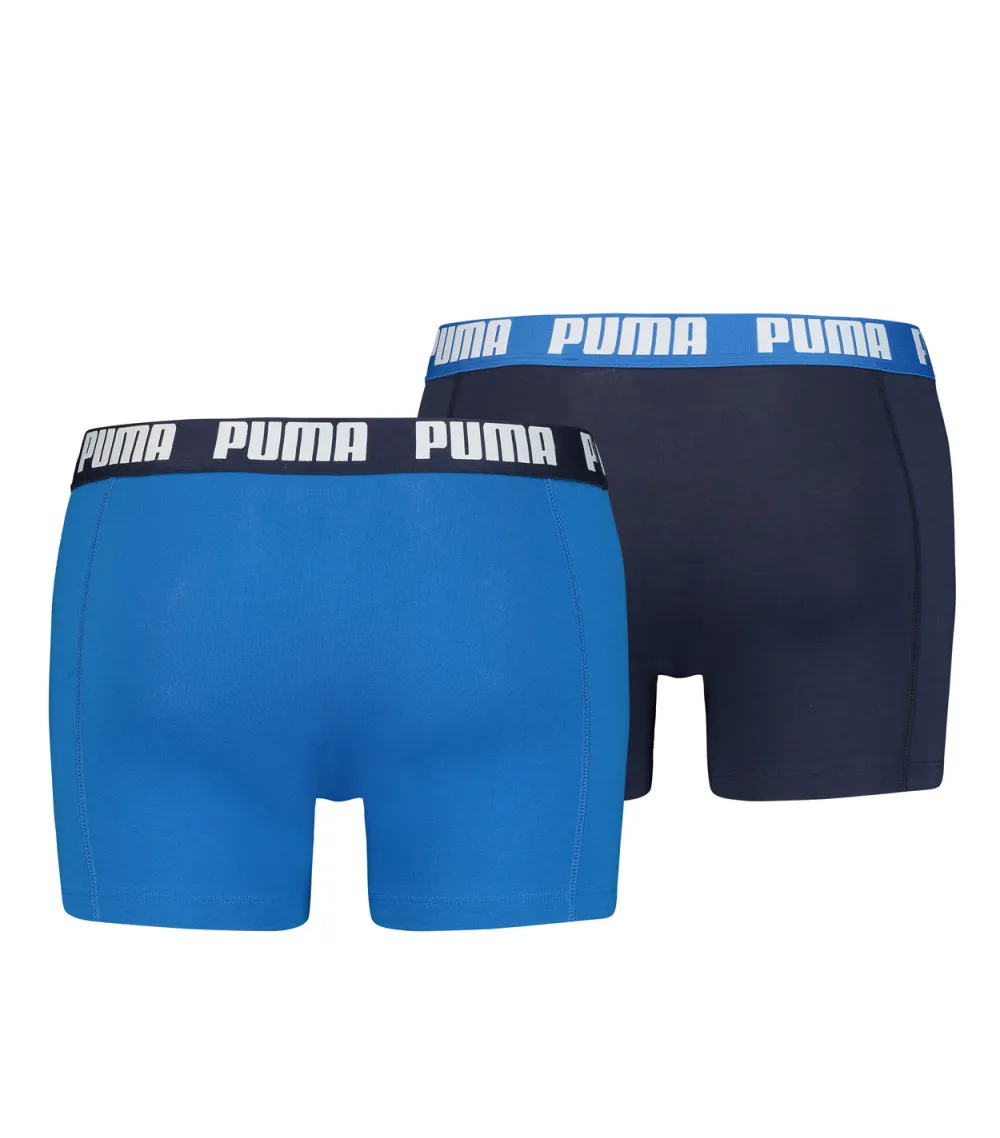 Lot de 2 boxers Puma Basic en coton stretch bleu électrique et bleu marine