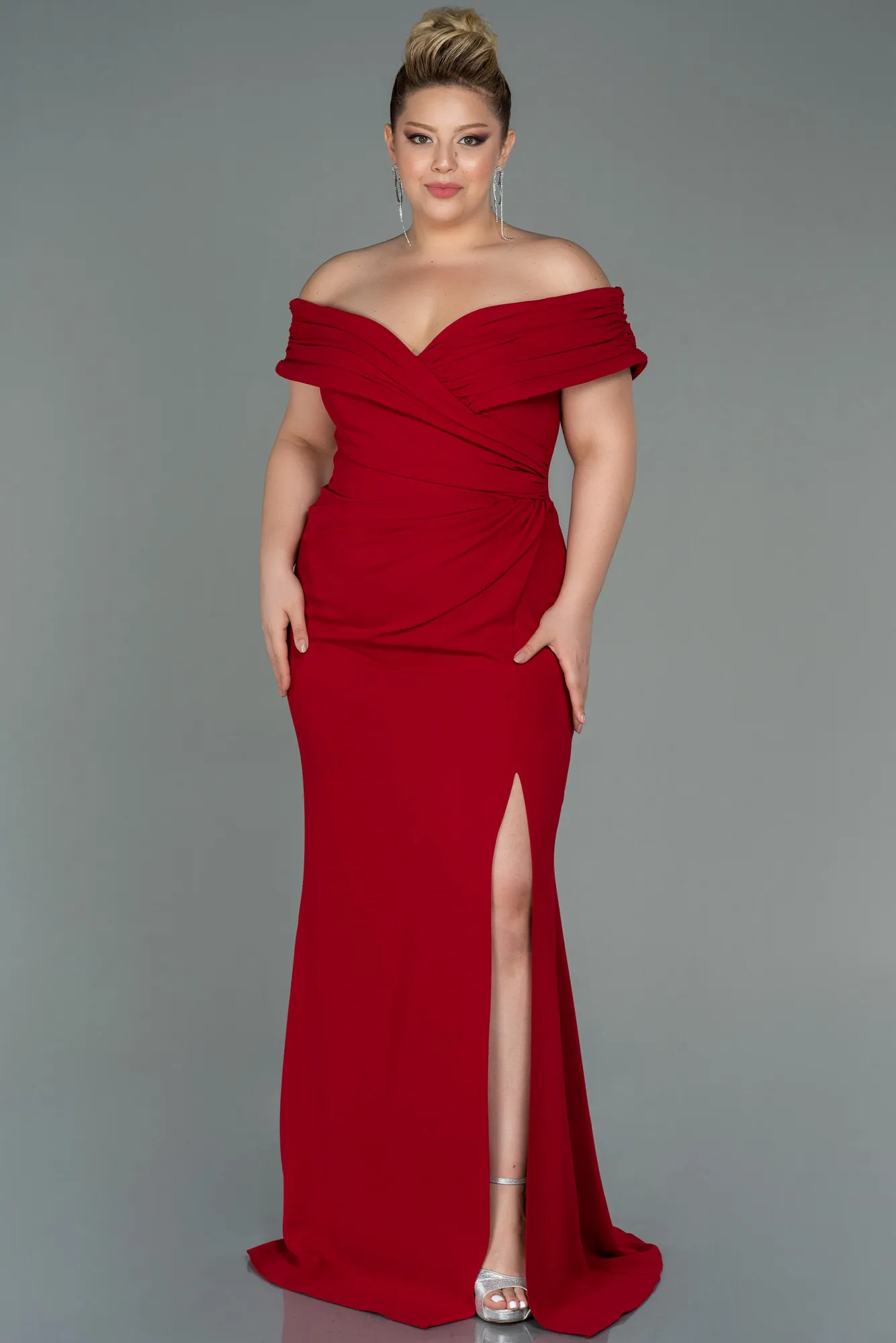 Robe de Soirée Grande Taille Longue Bleu Saxe ABU3172