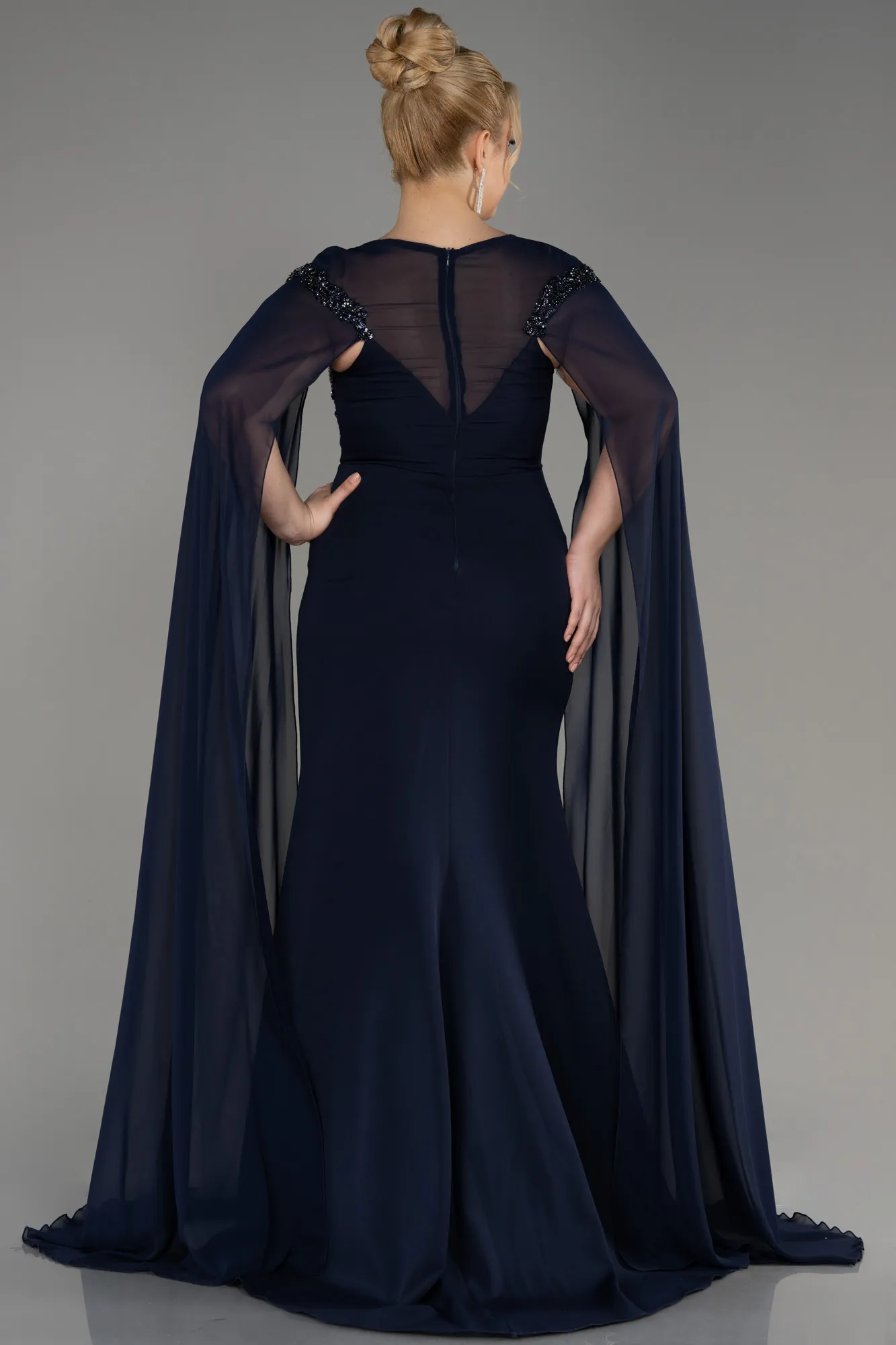 Robe de Soirée Grande Taille Longue Mousseline Poudre ABU3913