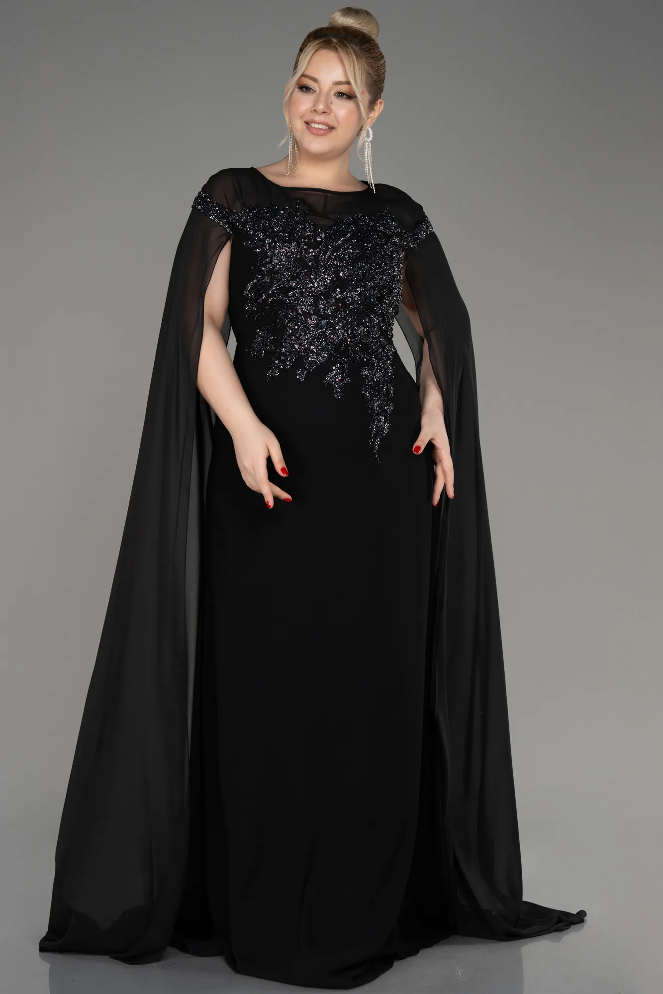 Robe de Soirée Grande Taille Longue Mousseline Poudre ABU3913