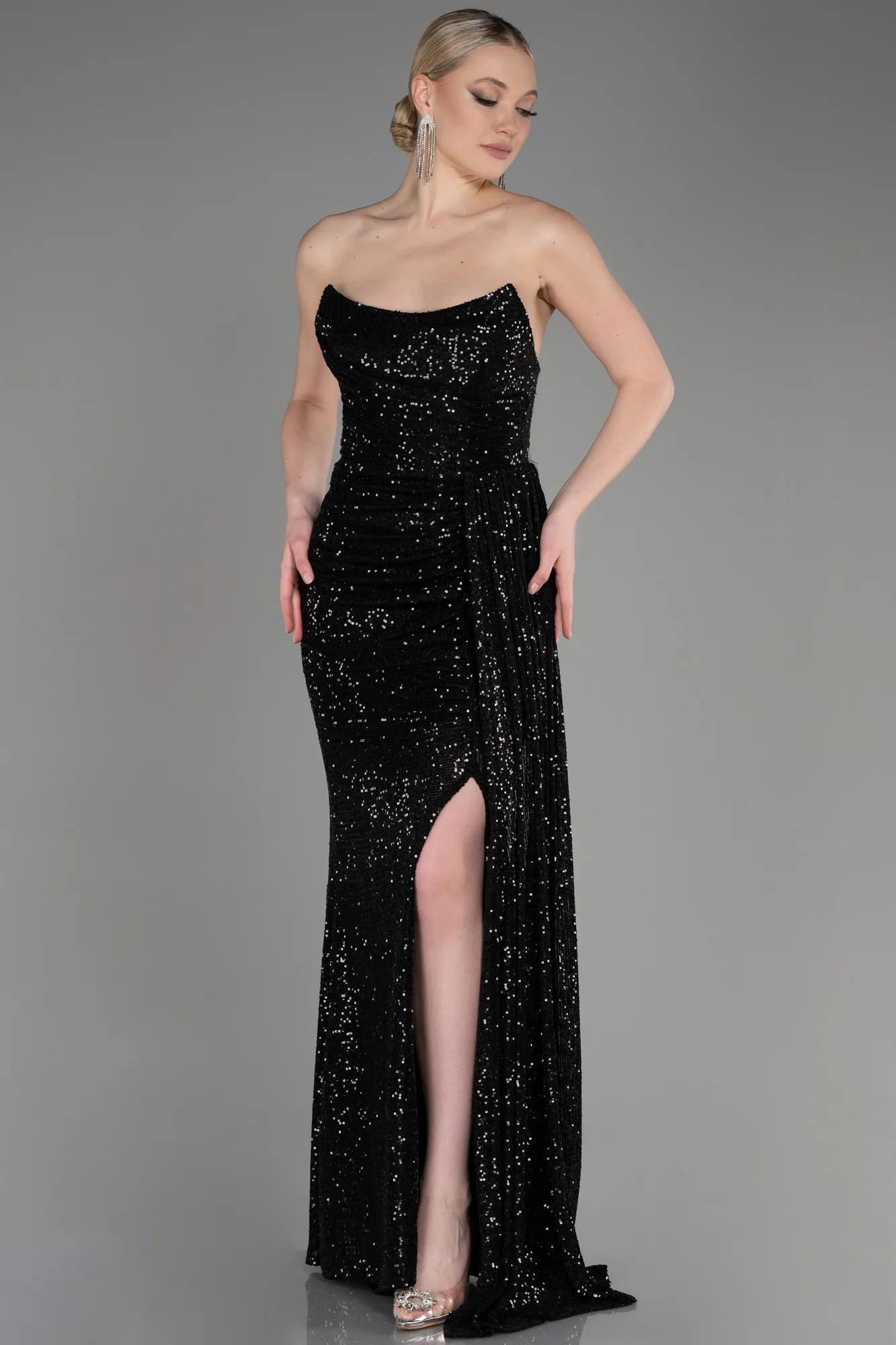 Robe de Soirée Longue Squameuse Pistache vert ABU3134