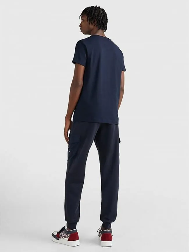 T-shirt col v stretch slim bleu marine homme - Tommy Hilfiger | wimod