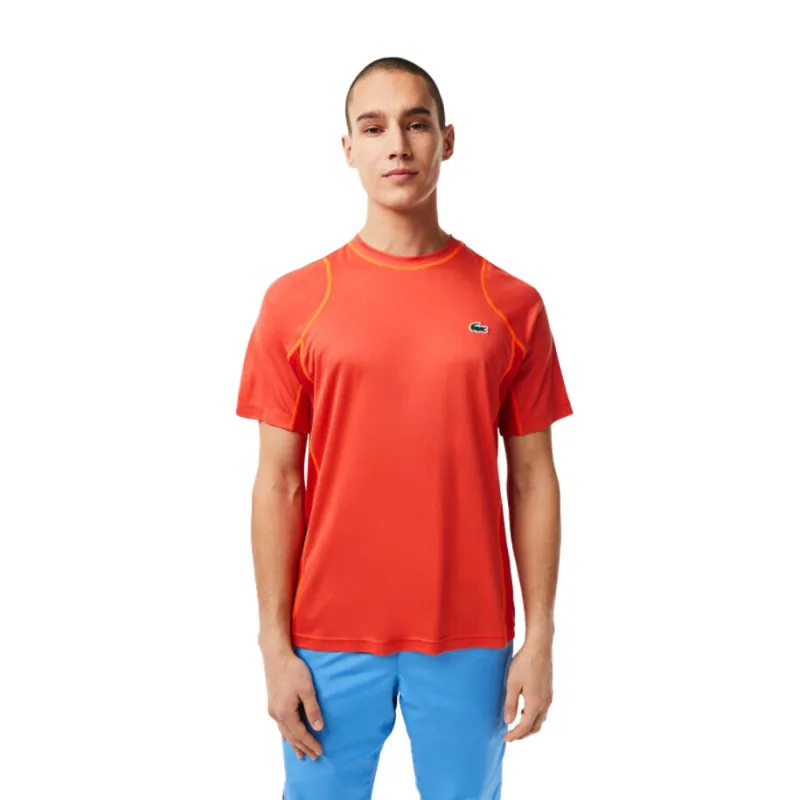 T-SHIRT HOMME LACOSTE TENNIS EN PIQUÉ INDEMAILLABLE ROUGE