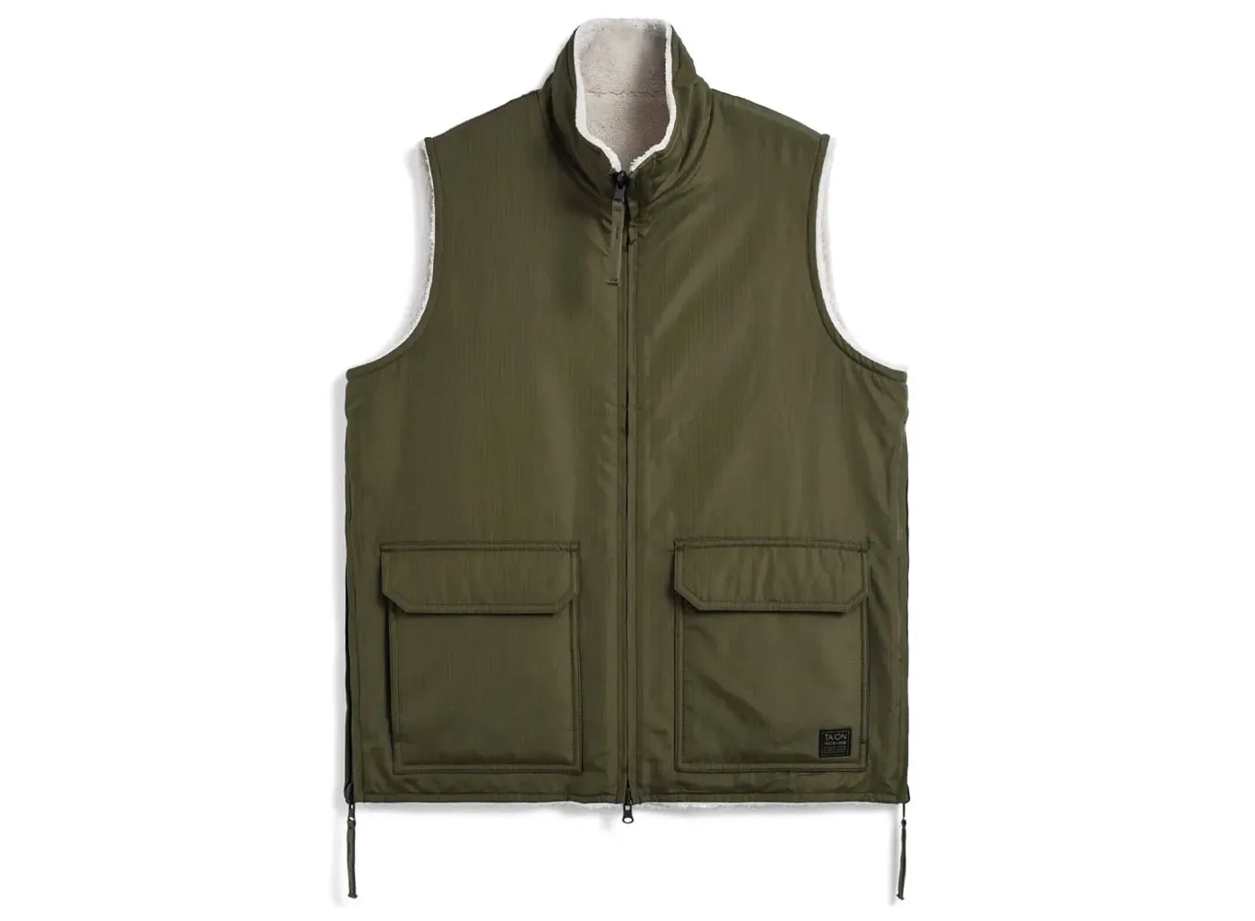 Taion x Boa Reversible Non Down Military Hi Neck Vest Dark Olive / Cream