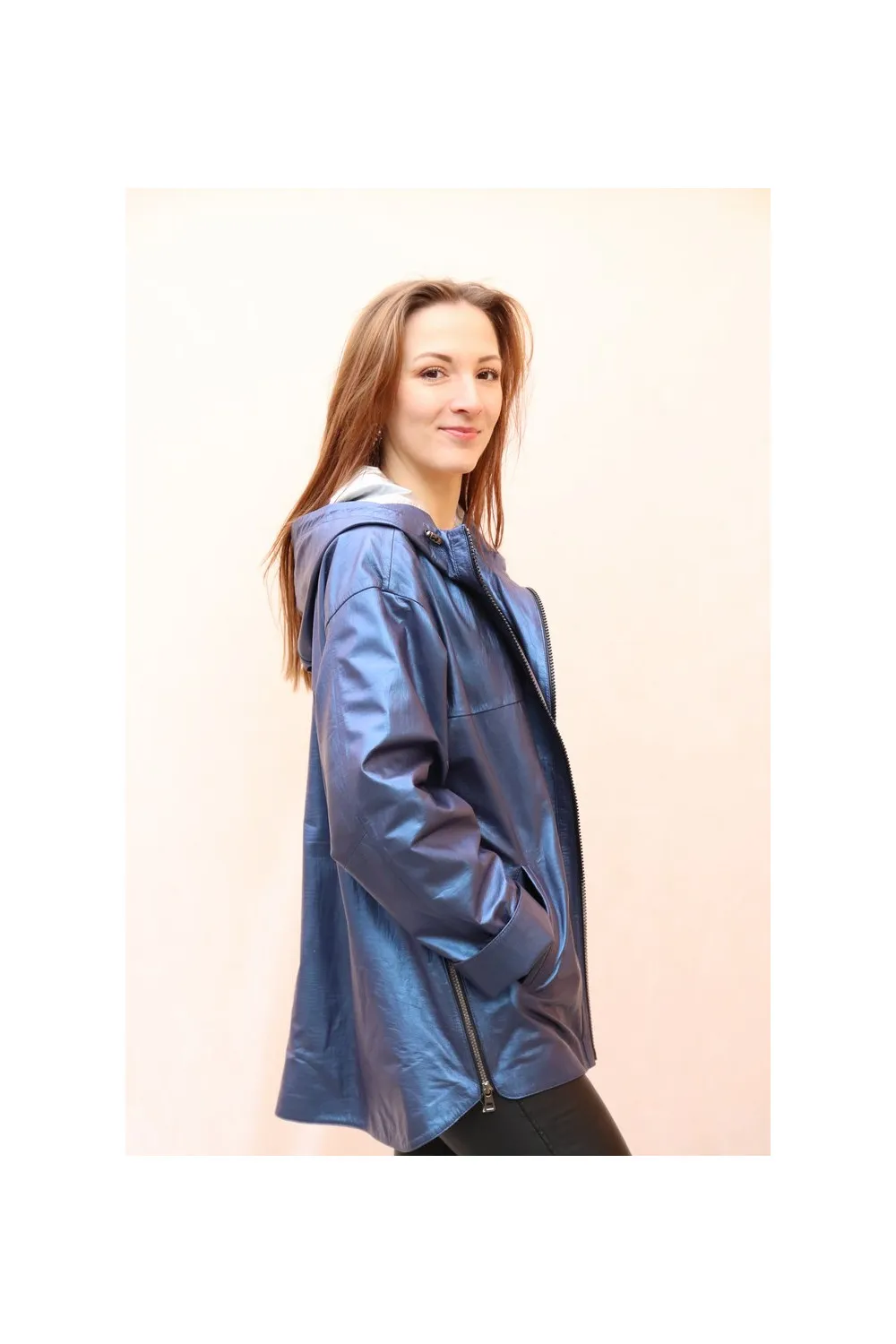 Veste capuche cuir métallisé : gladys.N