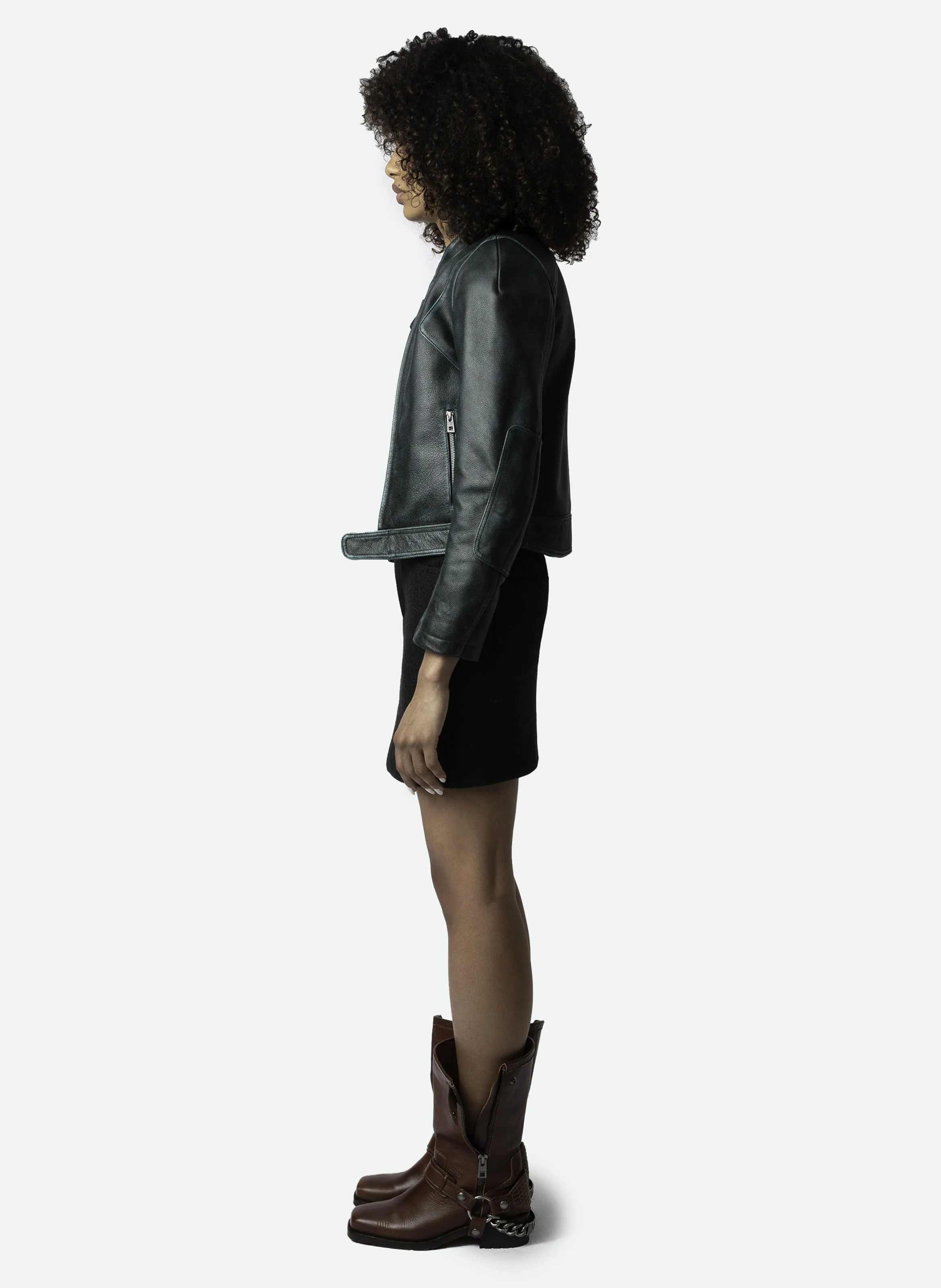 VESTE COL ROND EN CUIR LOUPA - ZADIG&VOLTAIRE pour FEMME | Printemps