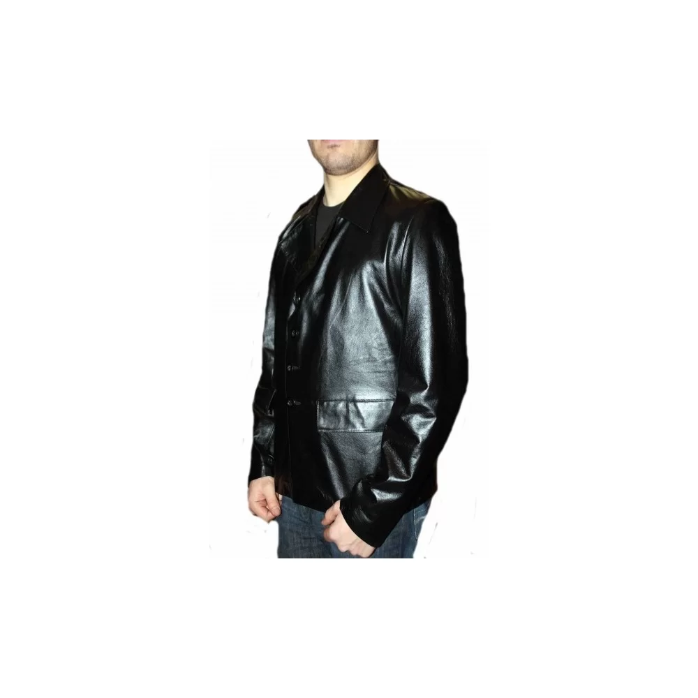 Veste courte homme cuir agneau noir modèle Fred