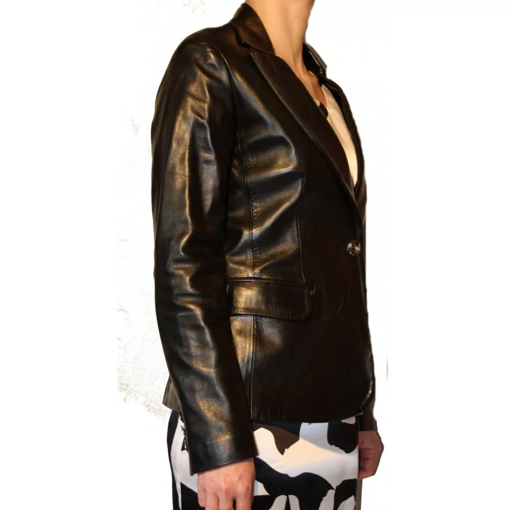 Veste cuir femme agneau plongé noir modèle Kristen